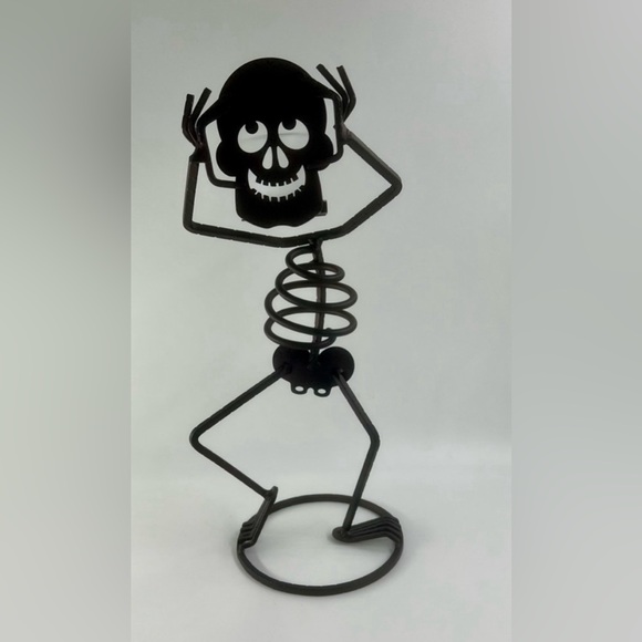 PartyLite Bones Skeleton Votive Holder Black Metal Halloween Decor Retired - Picture 2 of 7